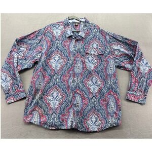Marithe Francois Girbaud Shirt Mens Paisley Button Down Blue Red 4XL Cotton